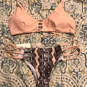Cupshe Nude and Snakeskin Bikini Set